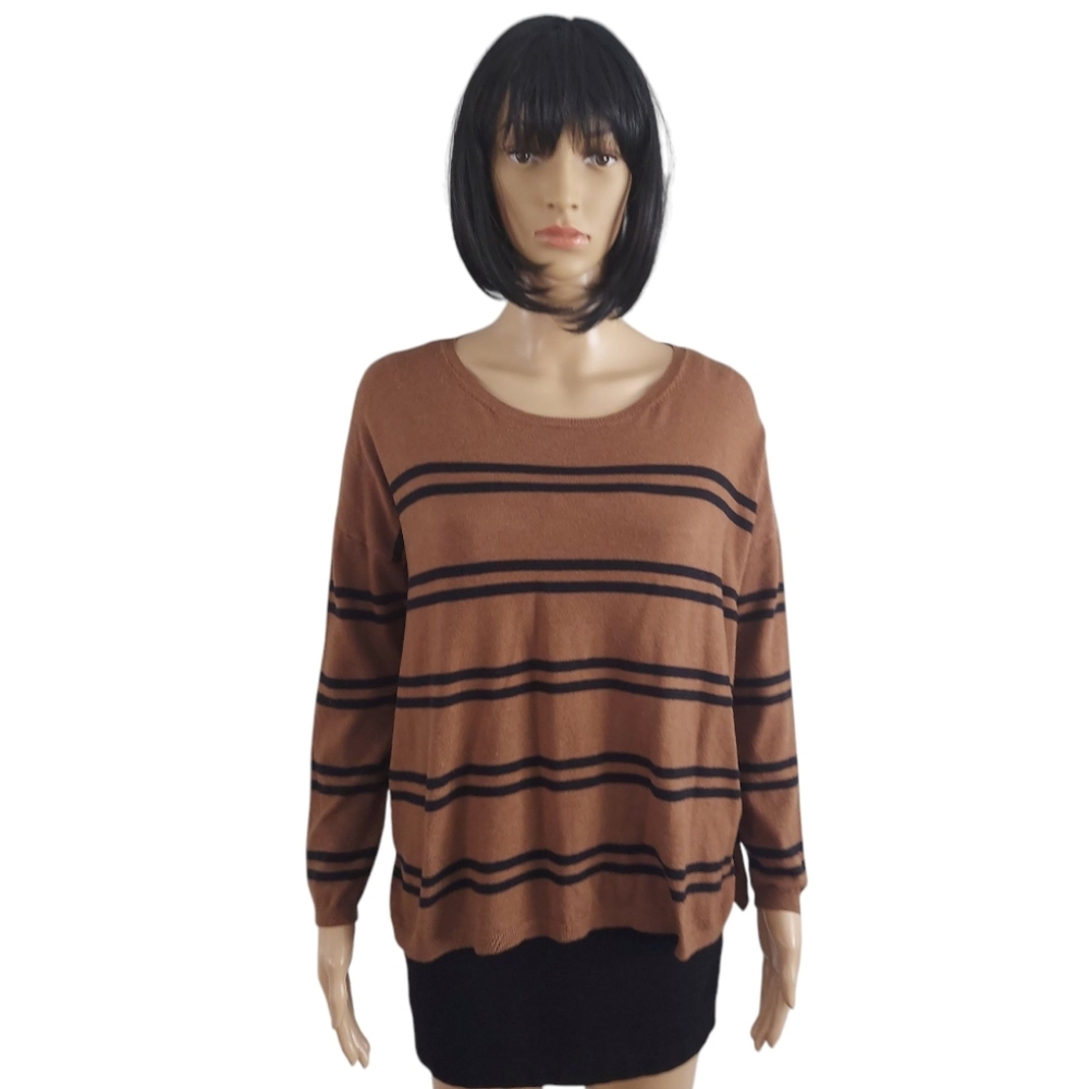 Sisters Striped Brown and Black knit Sweater, size XL